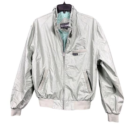 VTG Members Only Jacket Mens 42 Sage Green Bomber Racer Nylon Lined 80s - Picture 1 of 9